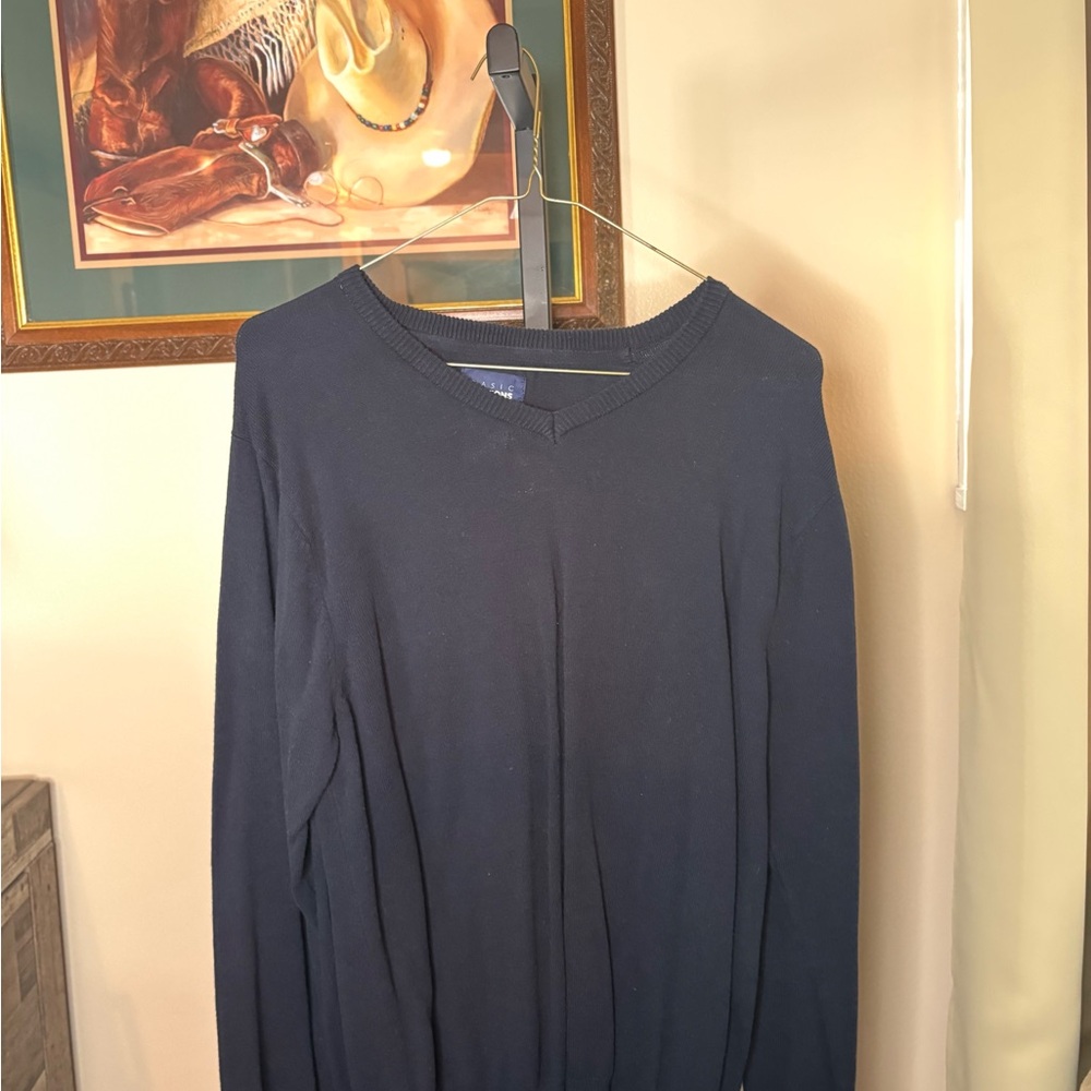 Navy V-Neck Sweater